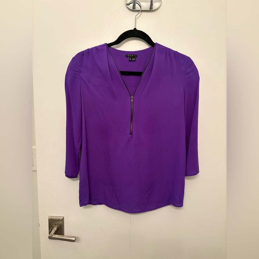 Theory Purple V-Neck Blouse